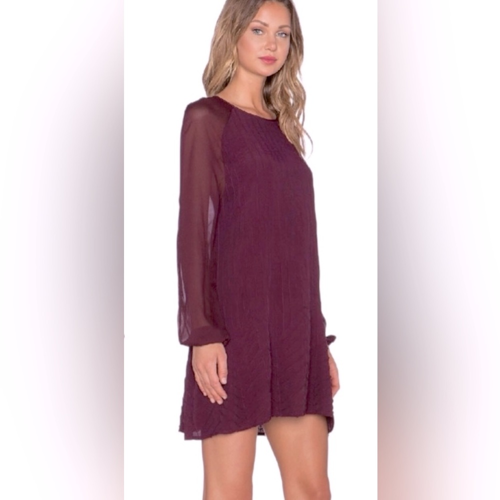 Cleobella Maroon Long Sleeve A Line Dress - Picture 3 of 12